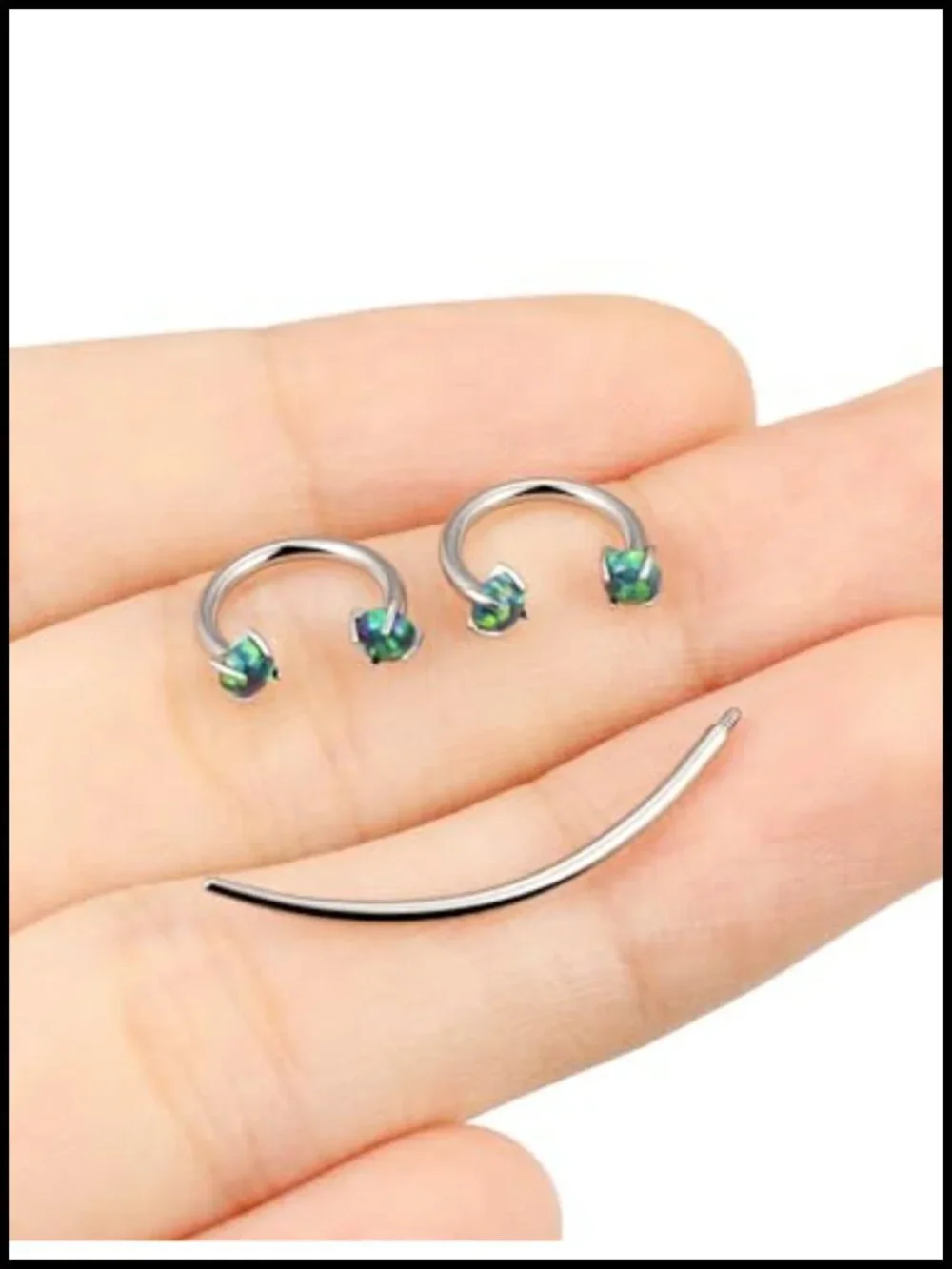 Titanium 16g Opal Horseshoe Septum Ring Lip Piercing Jewelry Cartilage Helix
